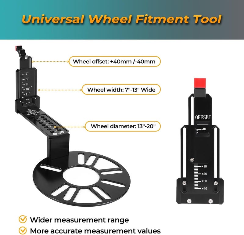 Atesilor Wheel Fitment Tool,Car Wheel offset measuring tool for 13-20' Wheel, Upgraded Car alignment tool kit with Allen Wrenches Sets, Aluminum Alloy Materialand More Precise ET Values - Image 5